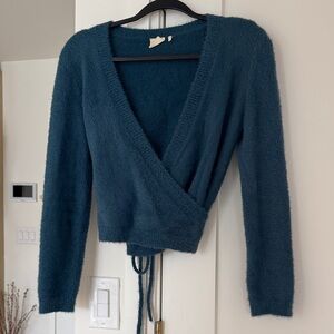 Marie Sixième Soft Teal Wrap Sweater